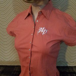 Orange Harley-Davidson button up shirt